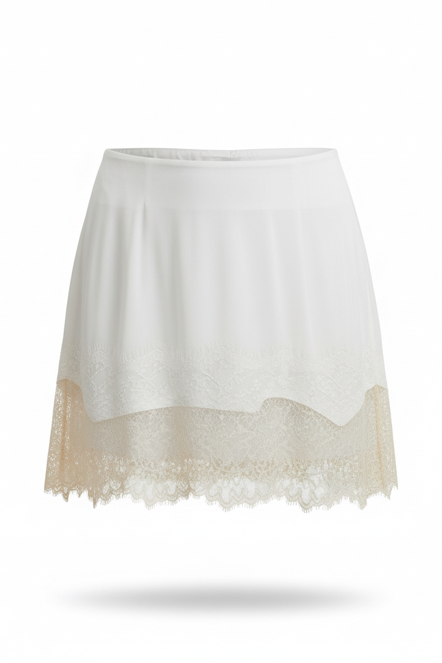 Jupe Dentelle Blanche Satinée Fluide