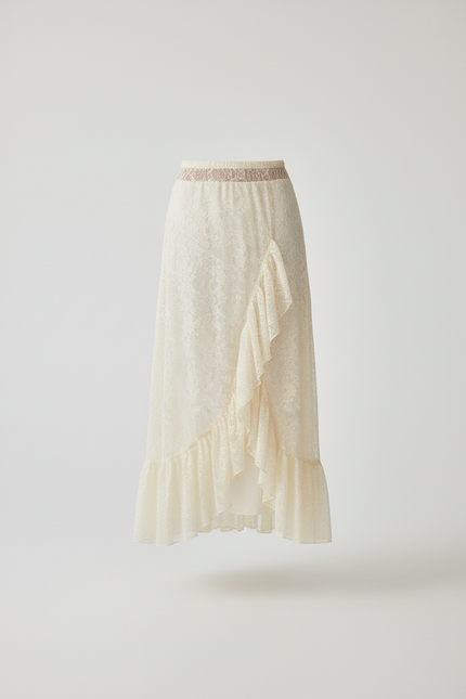 Jupe Dentelle Écru À Volants Bohème