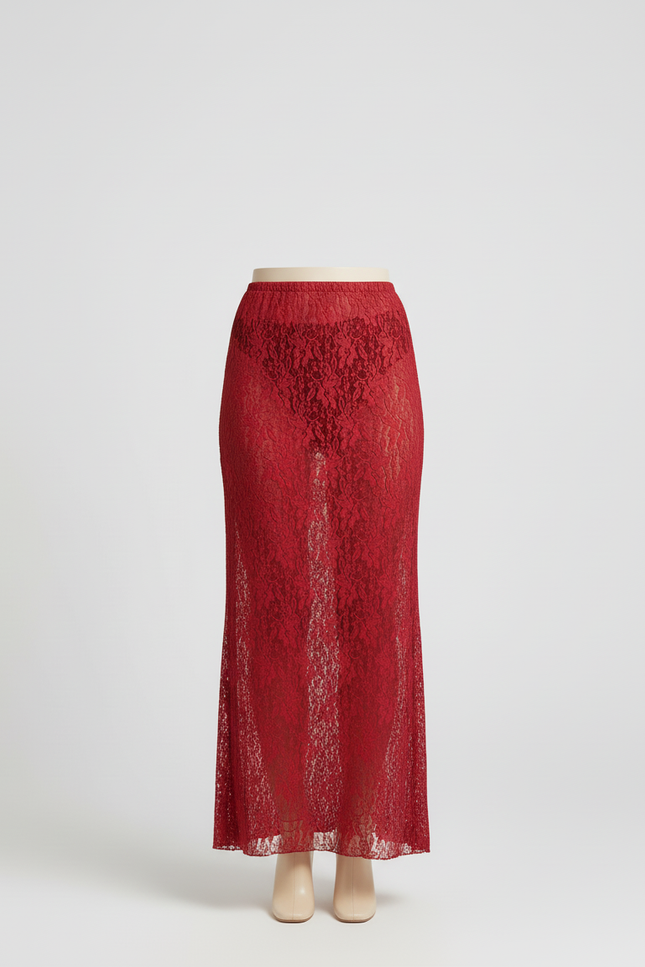 Jupe Dentelle Rouge Transparente Chic