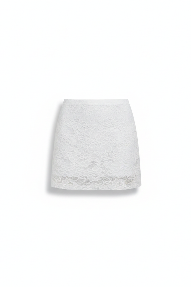 Jupe Droite Dentelle Blanche