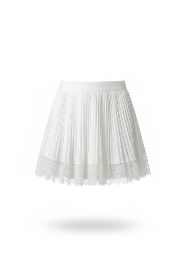 Jupe Dentelle Blanche Plissée Chic