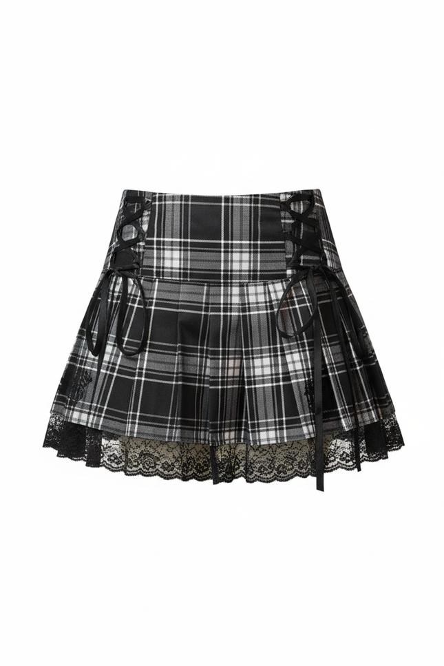 Jupe Dentelle Écossaise Plissée