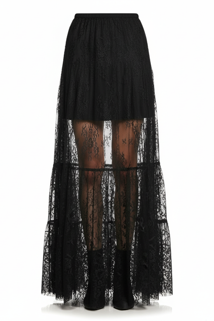 Jupe Dentelle Noire Longue