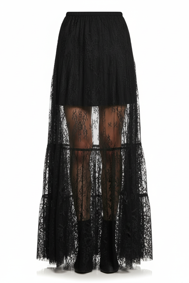 Jupe Dentelle Noire Longue
