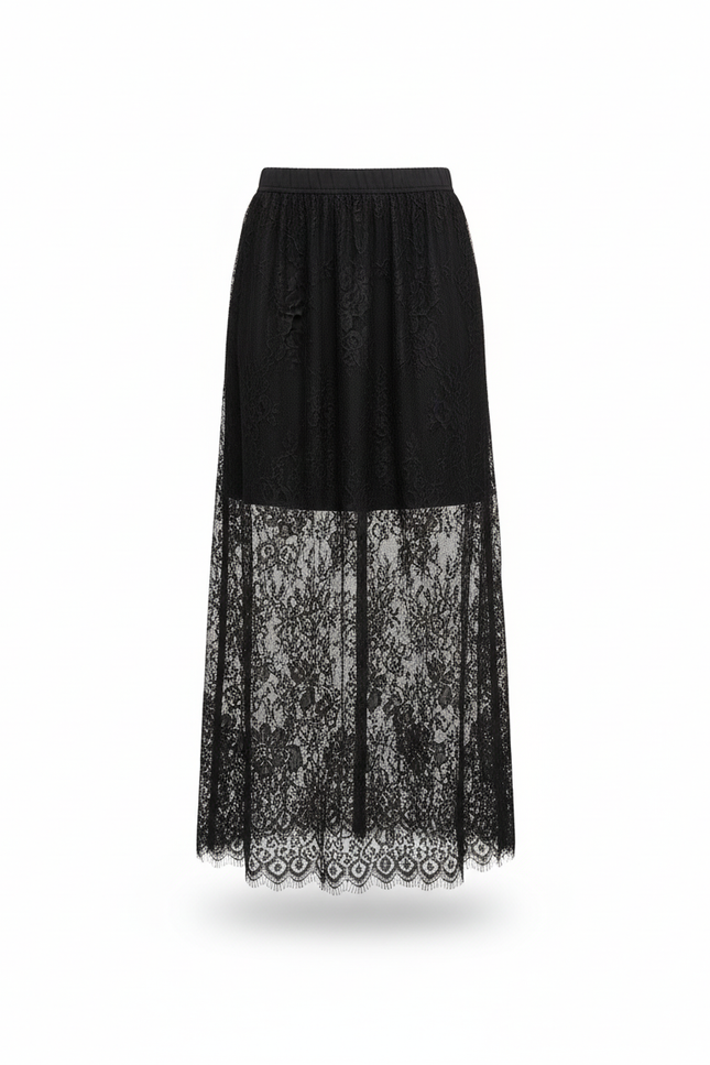 Jupe Dentelle Noire Transparente Élégante