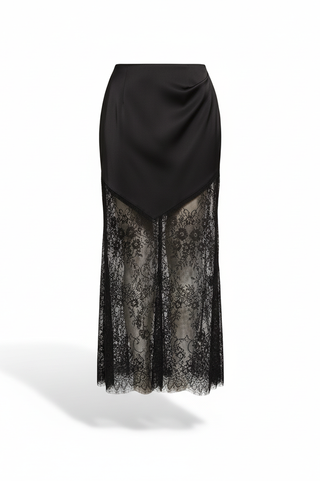 Jupe Dentelle Noire Asymétrique Élégante