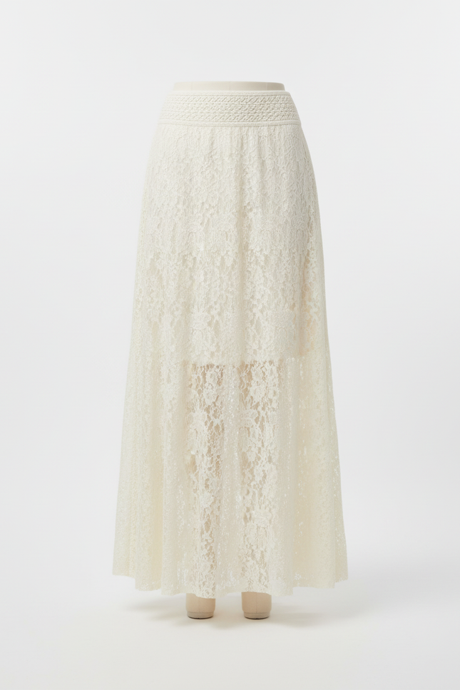 Jupe Dentelle Écru Longue Bohème