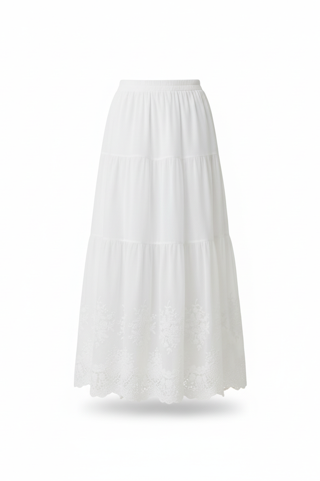 Jupe Dentelle Blanche Brodée Estivale