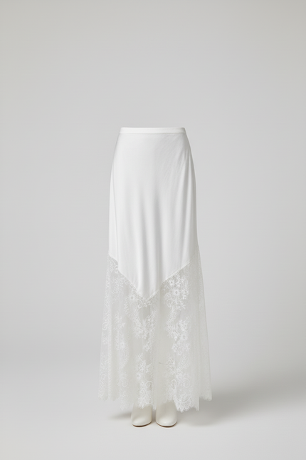 Jupe Dentelle Satin Blanche Élégante