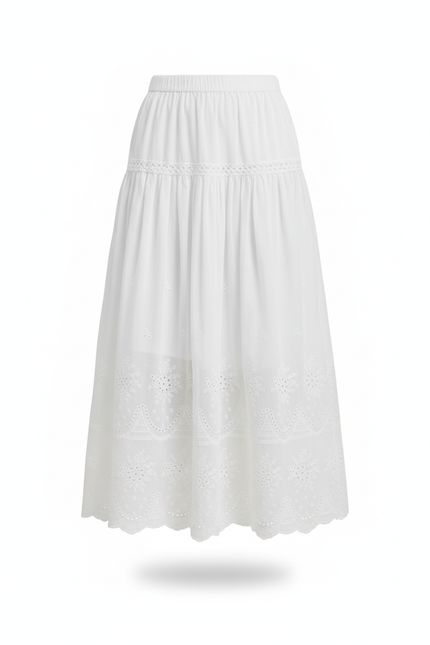 Jupe Dentelle Blanche Broderie Anglaise Fluide