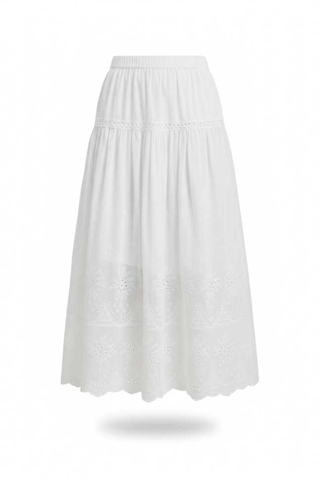 Jupe Dentelle Blanche Broderie Anglaise Fluide