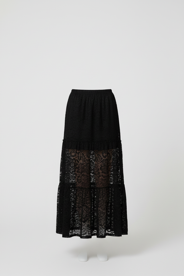 Jupe Dentelle Noire Transparente Élégante Sensuelle