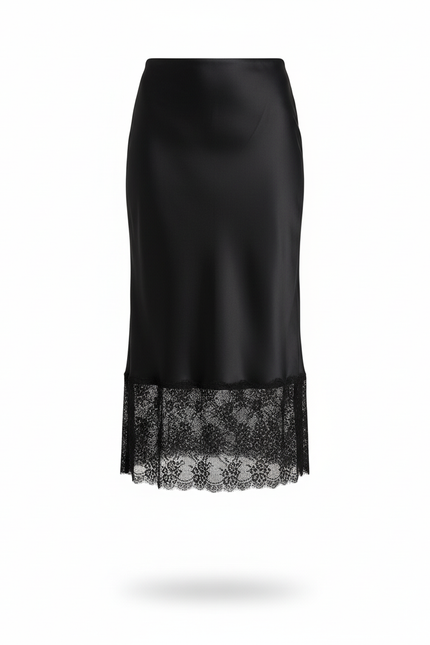 Jupe Dentelle Noire Satinée Chic