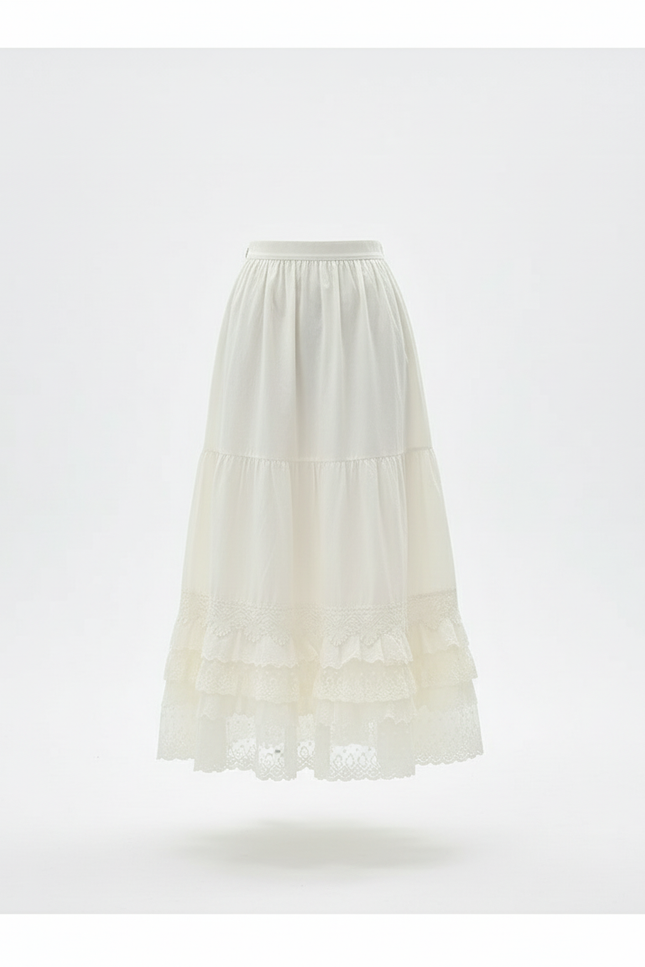 Jupe Dentelle Beige