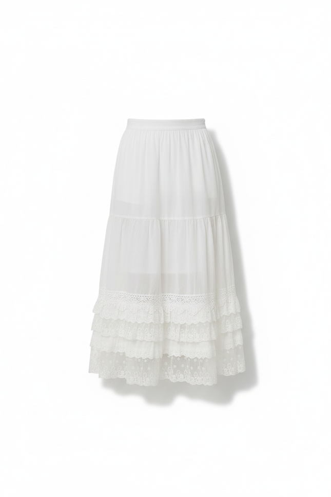 Jupe Blanche Volant Dentelle