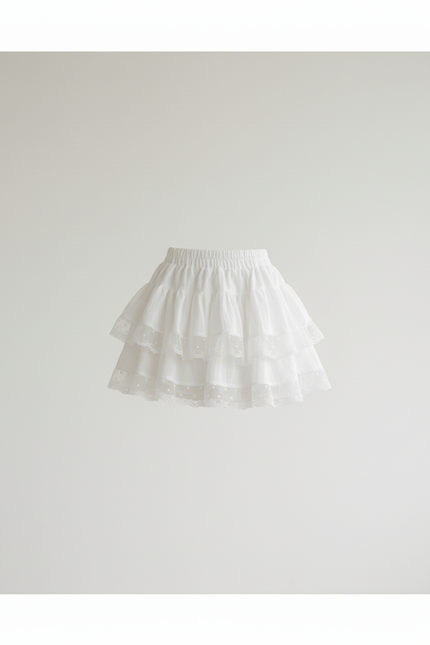 Jupe Dentelle Blanche Étagée Mignonne