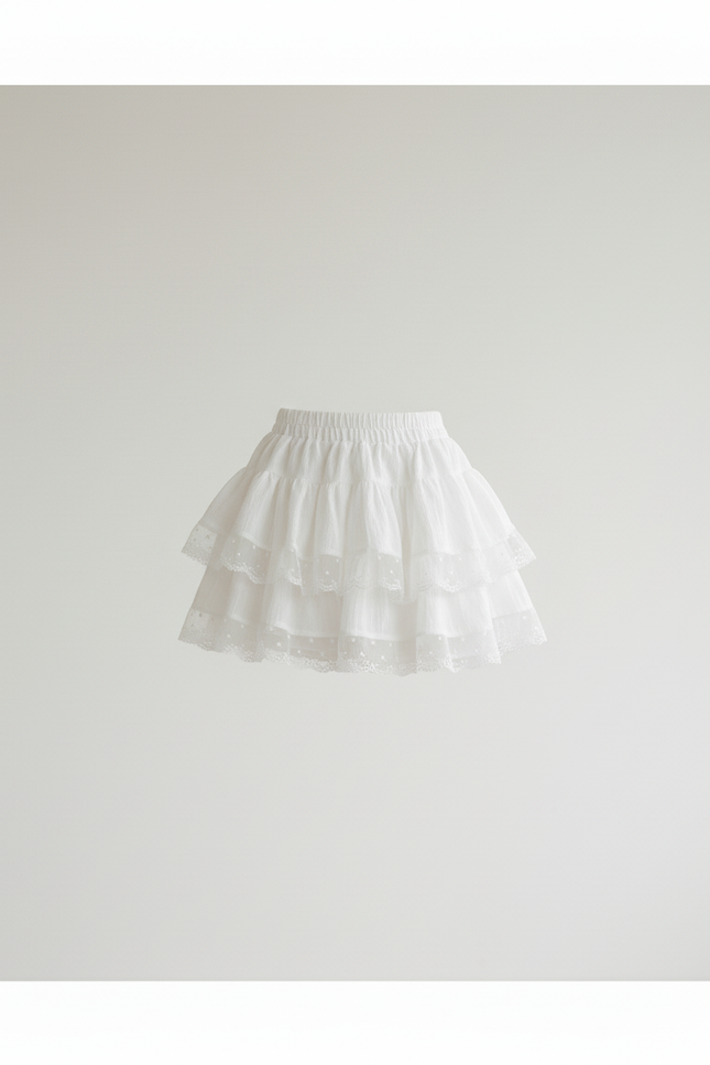 Jupe Dentelle Blanche Étagée Mignonne
