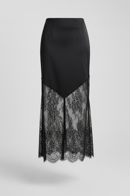 Jupe Dentelle Satin Asymétrique Chic