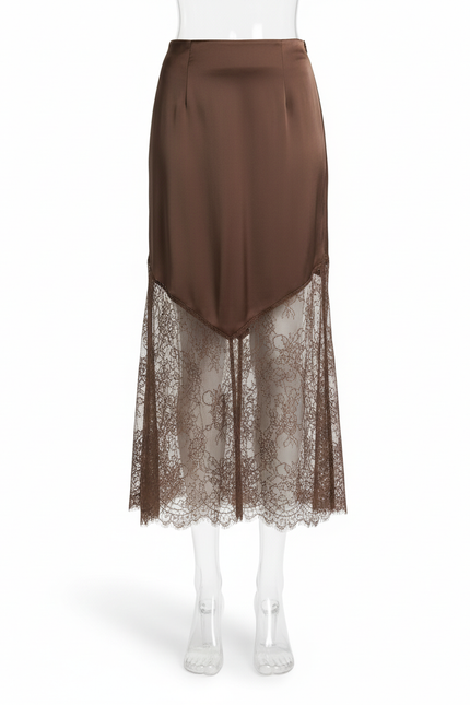 Jupe Dentelle Asymétrique Satin Fluide