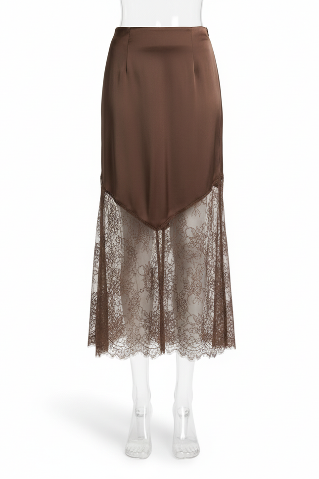 Jupe Dentelle Asymétrique Satin Fluide