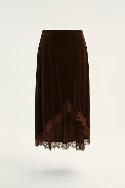 Jupe Dentelle Satin Asymétrique Chic Moderne