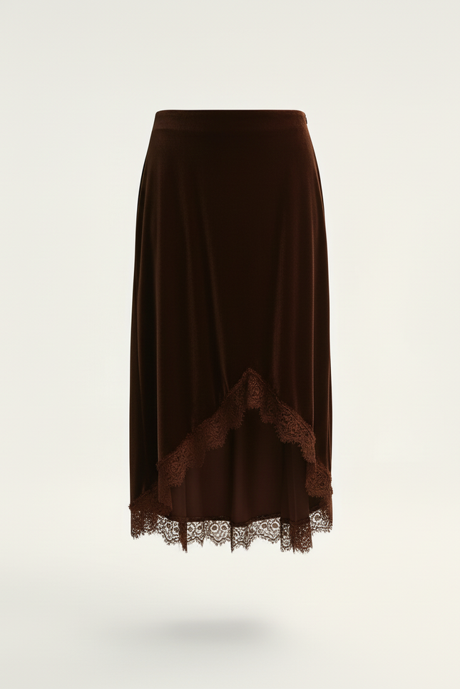 Jupe Dentelle Satin Asymétrique Chic Moderne
