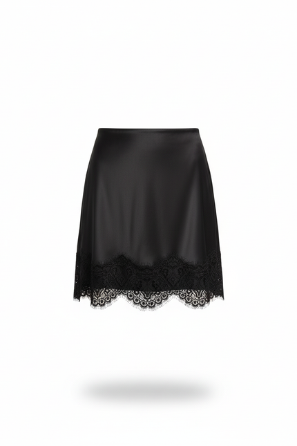 Jupe Simili Cuir Et Dentelle
