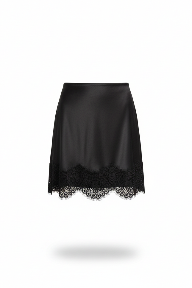 Jupe Simili Cuir Et Dentelle